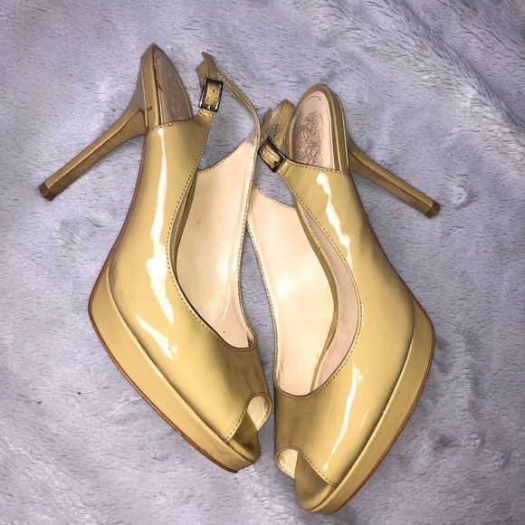 Vince Camuto Nude Patent Slingback Heels - Picture 3 of 10